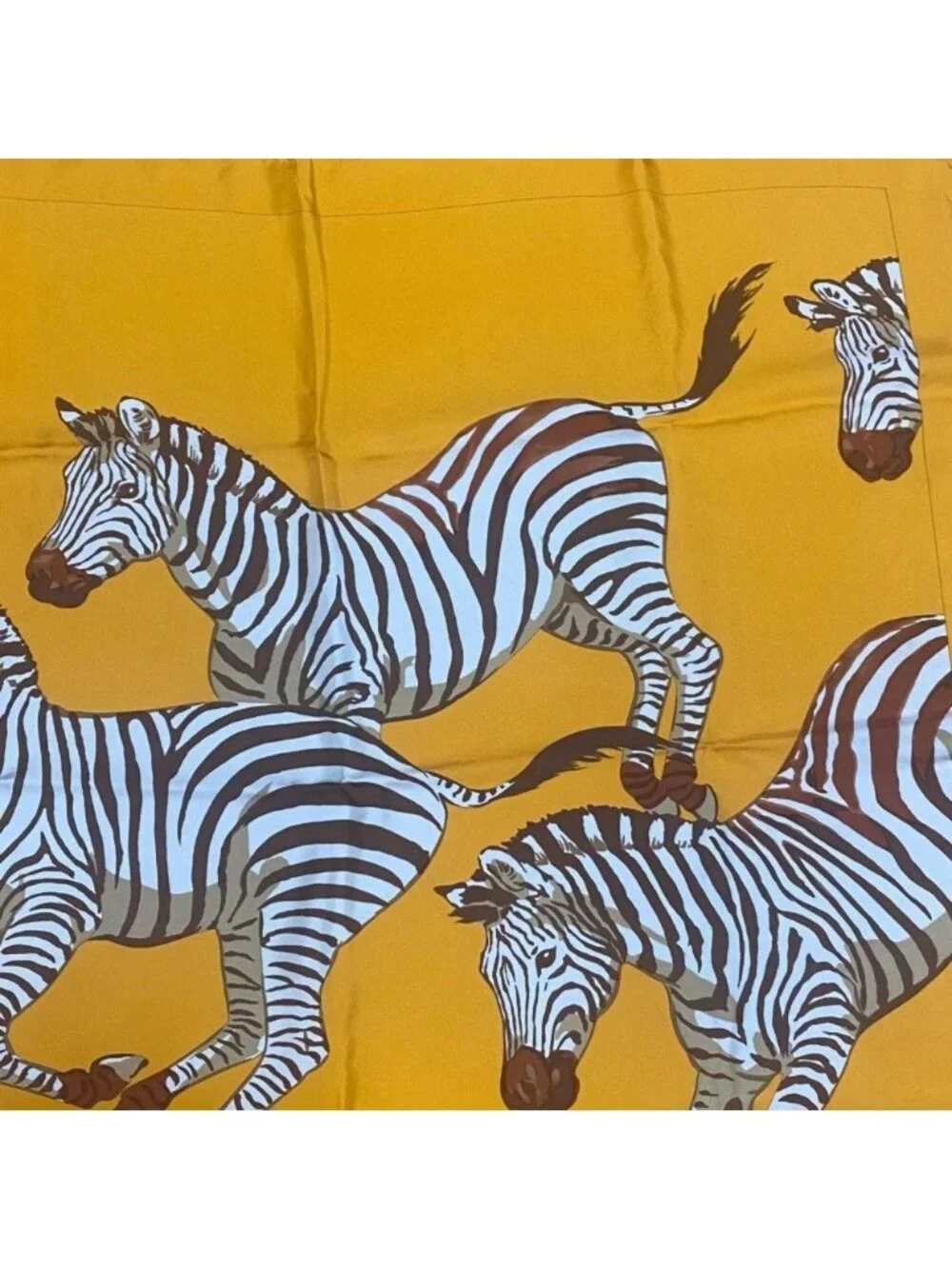 Hermes le Zebres Zebra Scarf Silk Carre 90 Orange - Picture 6 of 7